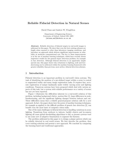 Reliable Fiducial Detection in Natural Scenes - University of Oxford