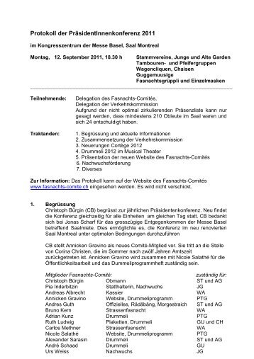 Protokoll 2011 - Basler Fasnachts ComitÃ©