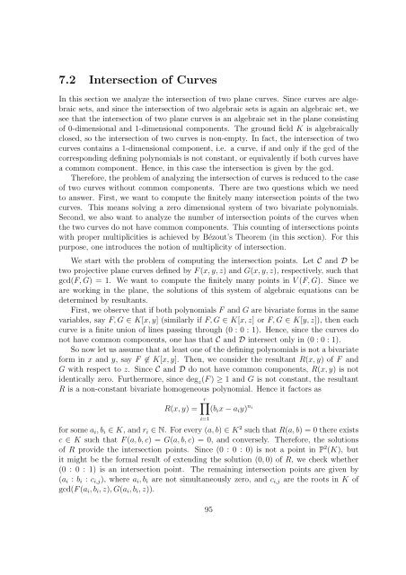 Chapter 7 Local properties of plane algebraic curves - RISC
