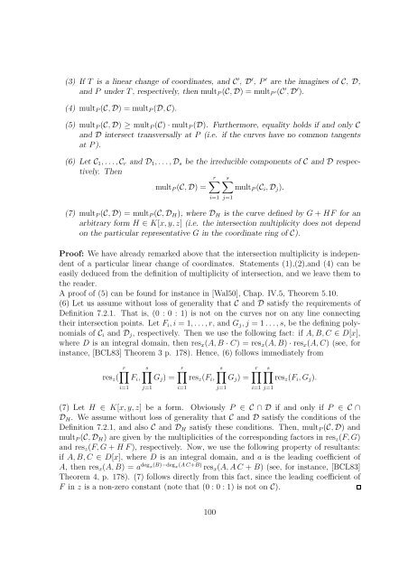 Chapter 7 Local properties of plane algebraic curves - RISC