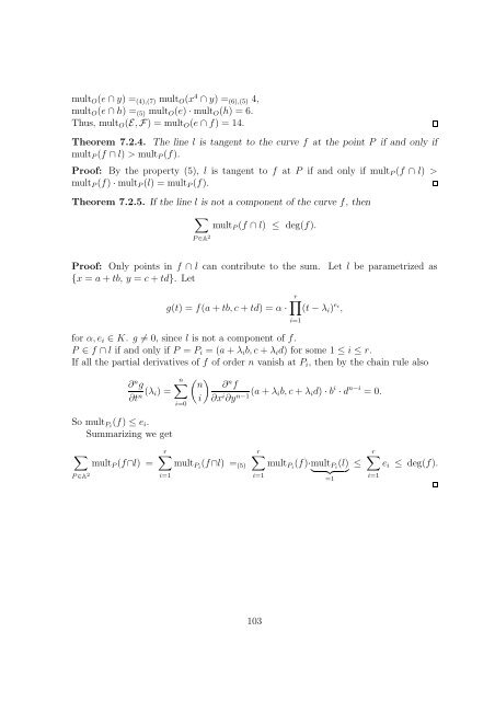 Chapter 7 Local properties of plane algebraic curves - RISC