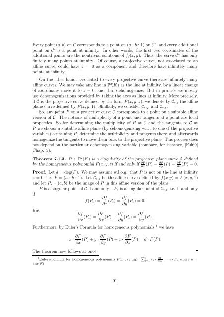 Chapter 7 Local properties of plane algebraic curves - RISC
