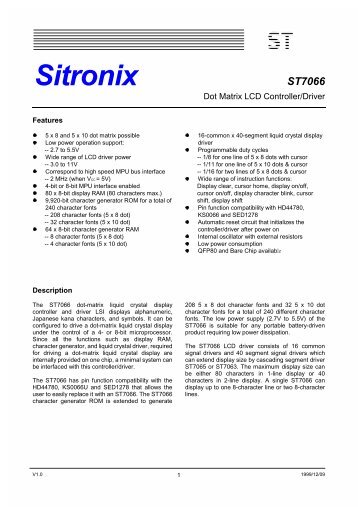 ST7066 - Custom LCD Displays