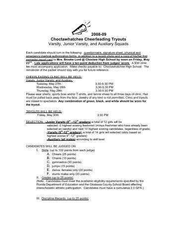 Choctawhatchee Cheerleading Tryouts - Choctawhatchee High ...