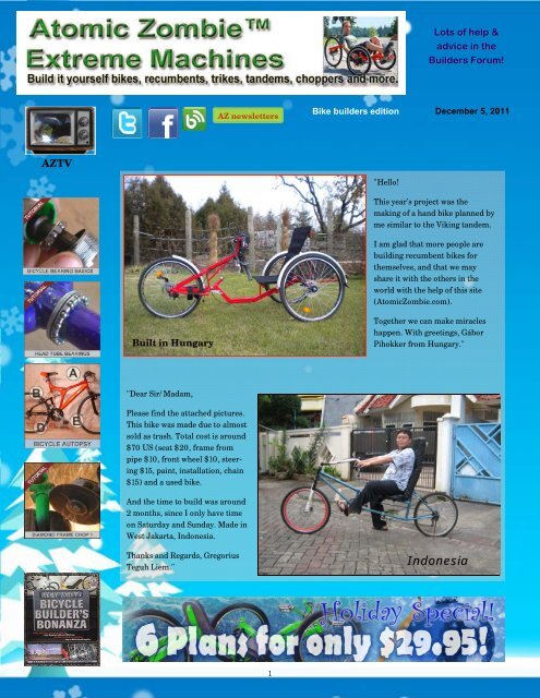 Indonesia AtomicZombie DIY Plans for Recumbent Bikes Trikes