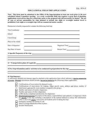 Field Trip Form - Gill Montague Regional School District