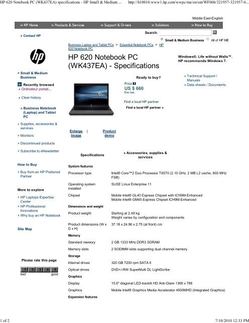 HP 620 Notebook PC (WK437EA... - Microcity