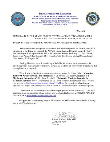 department of defense - Armed Forces Pest Management Board