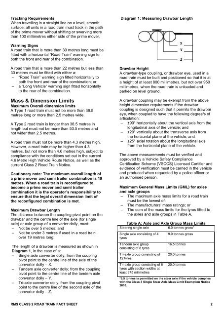 Class 2 road trains fact sheet - RTA - NSW Government