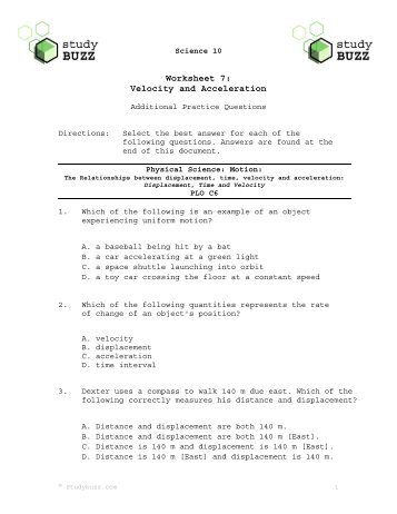 Worksheets Displacement Velocity And Acceleration Worksheet displacement velocity and acceleration worksheet acceleration