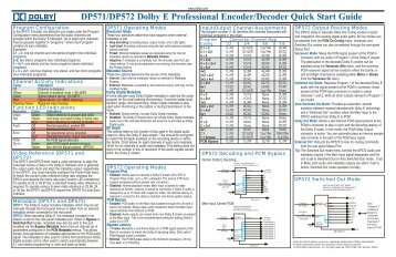 Dolby DP-571/572 Quick Start Guide - Advanced Audio