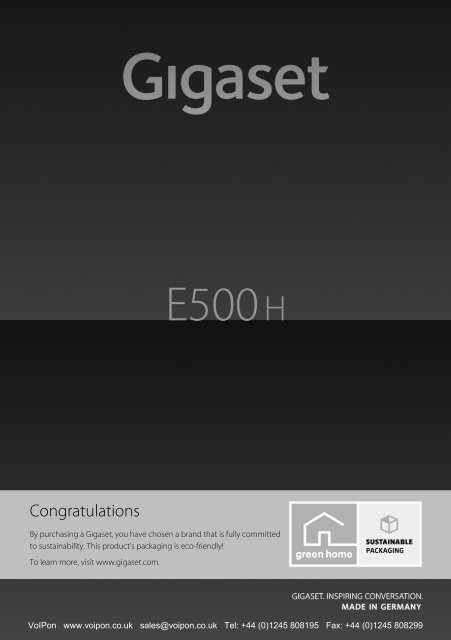 Siemens Gigaset E500H Handset Datasheet (PDF)