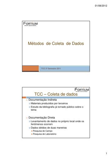 MÃ©todos de Coleta de Dados TCC â Coleta de dados
