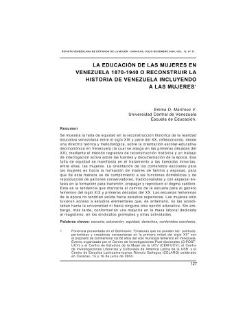 la educaciÃ³n de las mujeres en venezuela 1870-1940 o ... - SciELO