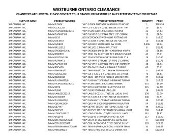 WESTBURNE ONTARIO CLEARANCE - Ontario Westburne