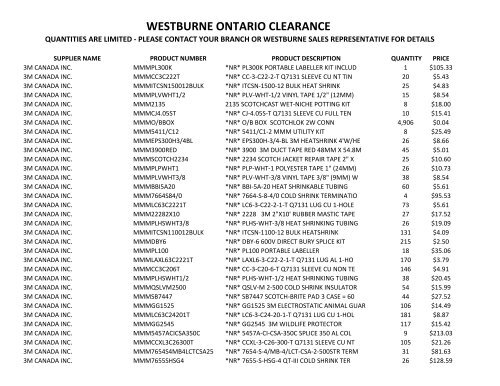 WESTBURNE ONTARIO CLEARANCE - Ontario Westburne