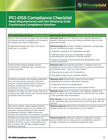 PCI-DSS Compliance Checklist - WhatsUp Gold