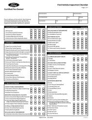 Ford Vehicle inspection checklist