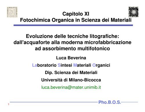 Cap 11 Fotoresisit Uno e Due Fotoni - Scienza dei Materiali