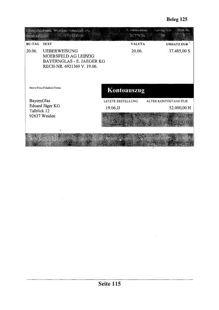 Kontoauszug Magazine