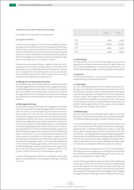 Berliner Effektengesellschaft AG Geschäftsbericht 2008
