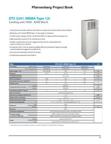 DTS 3241 (NEMA Type 12) Cooling unit 7000 - 8500 ... - Pfannenberg