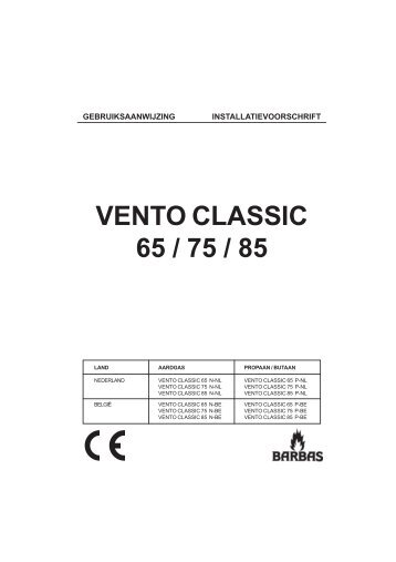 Gebruiksaanwijzing Barbas Vento Classic 65 - UwKachel