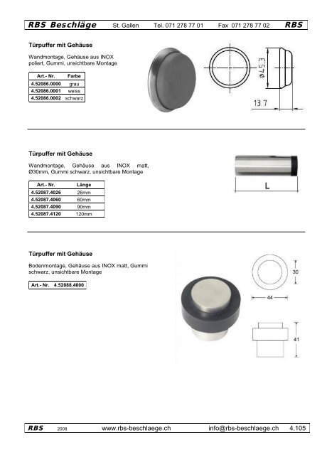 Türfeststeller - Rbs-beschlaege.ch