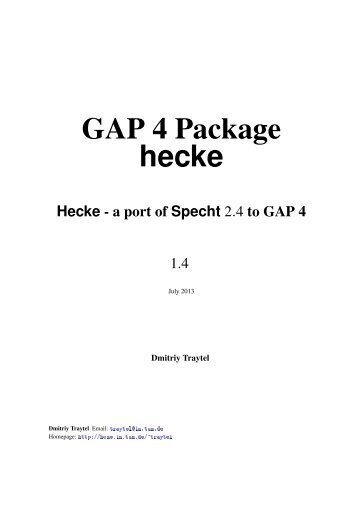 GAP 4 Package hecke