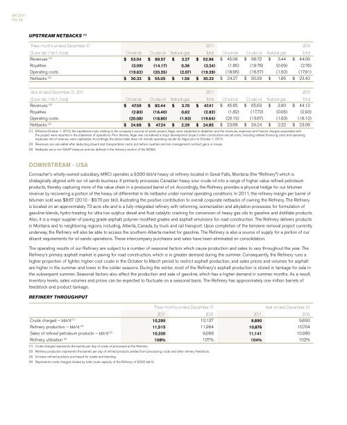 ANNUAL REPORT 2011 - Connacher Oil and Gas