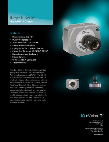 IQeye 5 Series Data Sheet (1.3 MB-PDF file) - Bock Optronics