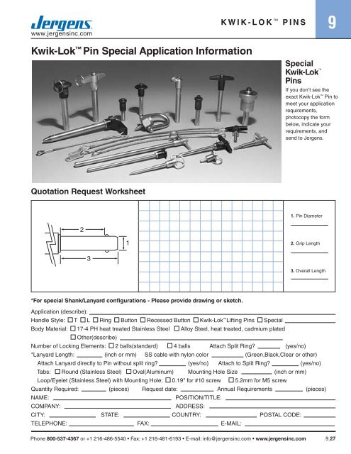 Kwik-Lok Pins - Jergens Inc.