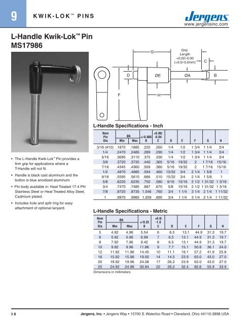 Kwik-Lok Pins - Jergens Inc.