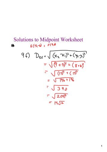 Solutions to Midpoint Worksheet