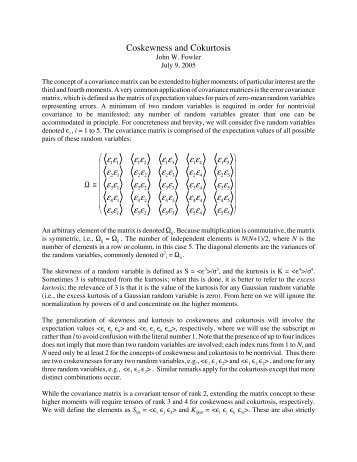 Coskewness and Cokurtosis - CALTECH - Index of