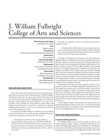 J. William Fulbright College of Arts and Sciences - Catalog of ...