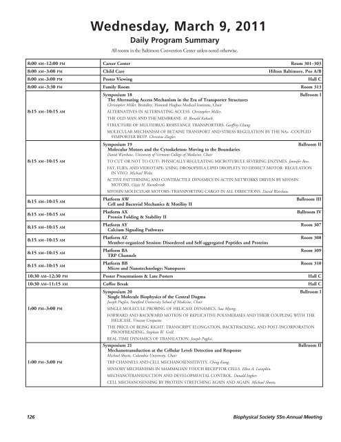 Daily Program Summary Biophysical Society