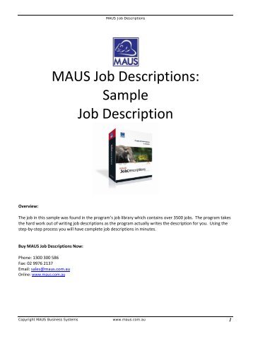 MAUS Job Descriptions - MAUS Business Systems