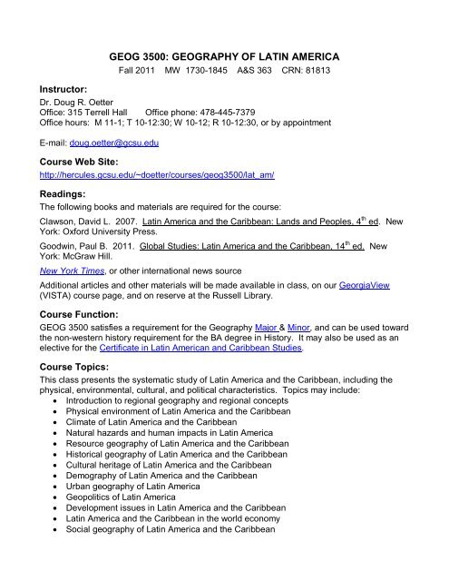 Geog 3500 Geography Of Latin America Syllabus Geog 3500 Geography Of Latin America Syllabus