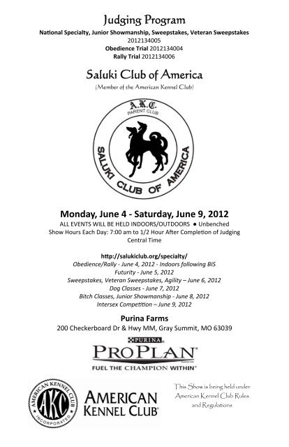Judging Program Saluki Club of America - Foy Trent Dog Shows