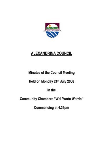 Council Minutes 21st July 2008 - Alexandrina Council