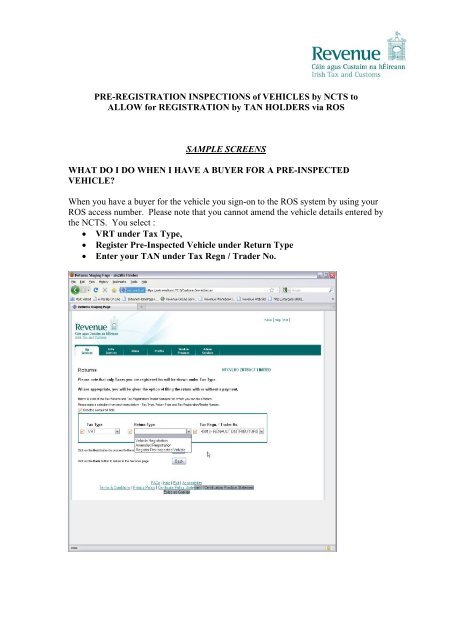 Pre Registration Inspections Of Vehicles By Ncts To Allow For