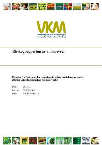 Risikogruppering av aminosyrer - Vitenskapskomiteen for mattrygghet