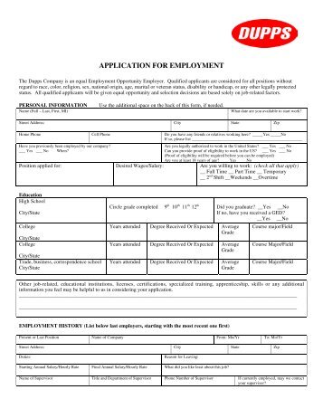 Download an application for fax or mail - The Dupps Company