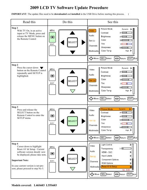 2009 LCD TV Software Update Procedure
