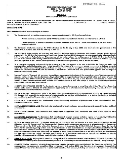 CONTRACT NO. 12-xxxx - Orange County Head Start, Inc.