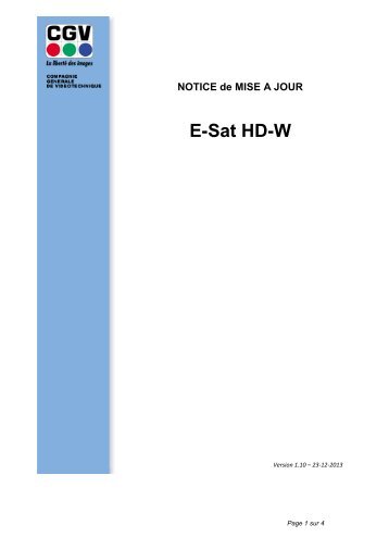 NOTICE de MISE A JOUR E-Sat HD-W - Forum CGV