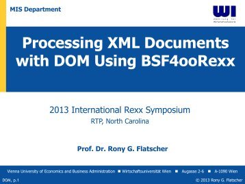 Processing XML Documents with DOM Using BSF4ooRexx