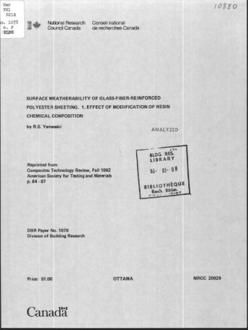 Surface weatherability of glass-fiber-reinforced polyester sheeting. 1 ...