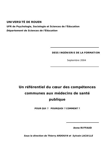 Mémoire Anne Riffaud - Banque de données en santé publique ...